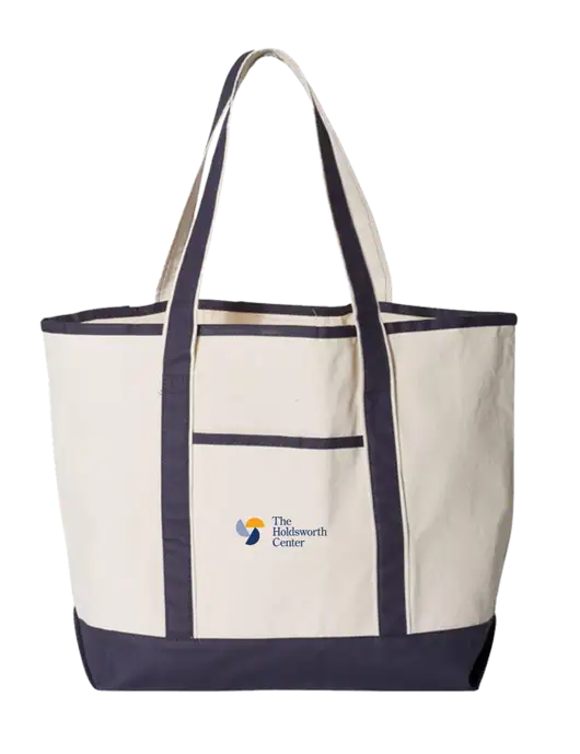 Natural/Navy Large Canvas Deluxe Tote w/Holdsworth Center Logo
