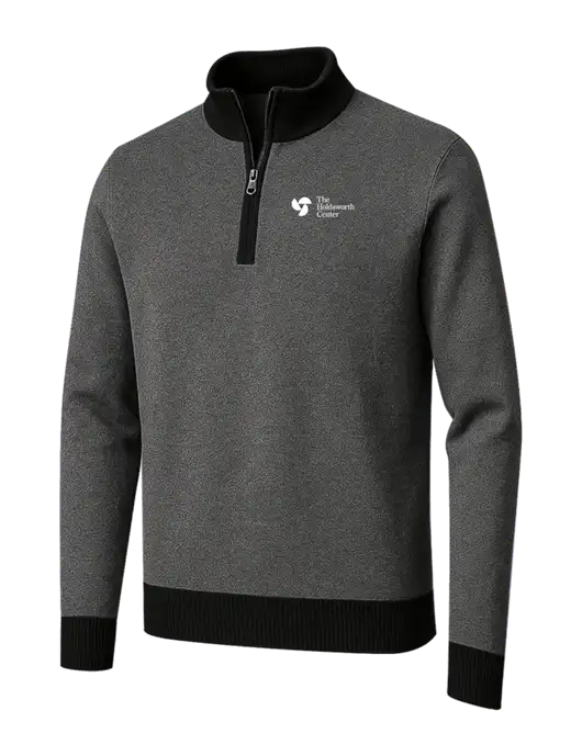 Brooks Brothers Black/Dark Grey Washable Merino Birdseye 1/4-Zip Sweater w/Holdsworth Center Logo
