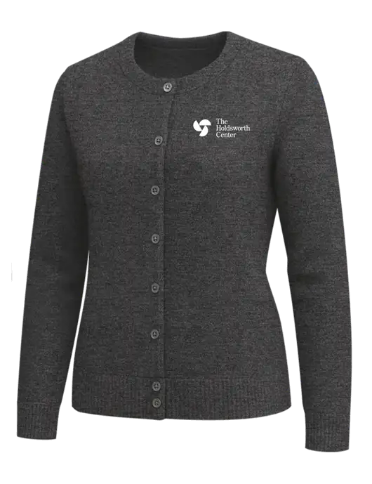 Brooks Brothers Womens Dark Grey Heather Washable Merino Cardigan Sweater w/Holdsworth Center Logo