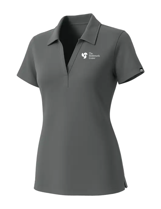 TravisMathew Womens Grey Glenview Solid Polo w/Holdsworth Center Logo