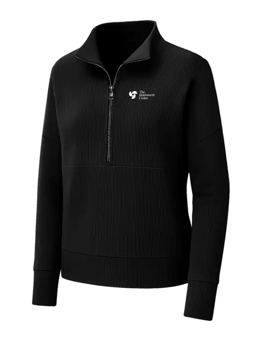 Mercer+Mettle Womens Black Linear Texture Quarter Zip w/Holdsworth Center Logo