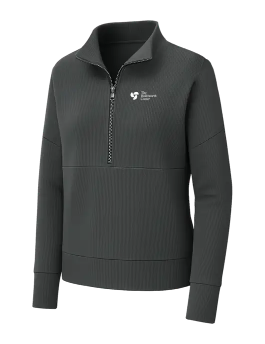 Mercer+Mettle Womens Dark Grey Linear Texture Quarter Zip w/Holdsworth Center Logo
