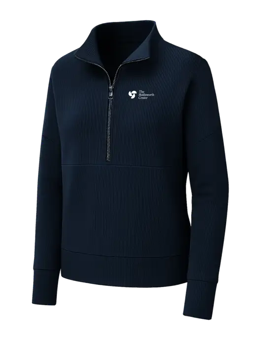 Mercer+Mettle Womens Dark Navy Linear Texture Quarter Zip w/Holdsworth Center Logo