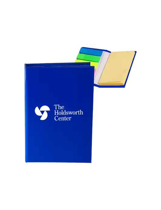 Dark Royal Blue Micro Sticky Note Pad, 2 x 3.25 w/Holdsworth Center Logo
