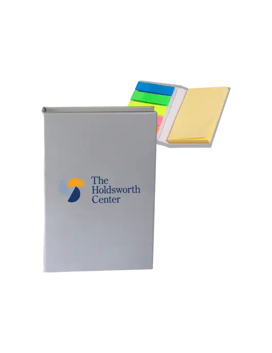 Light Medium Grey Micro Sticky Note Pad, 2 x 3.25 w/Holdsworth Center Logo