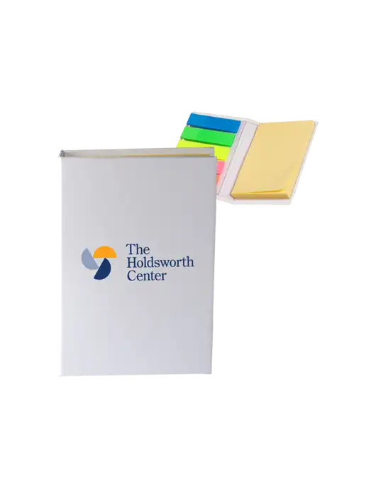 White Micro Sticky Note Pad, 2 x 3.25 w/Holdsworth Center Logo