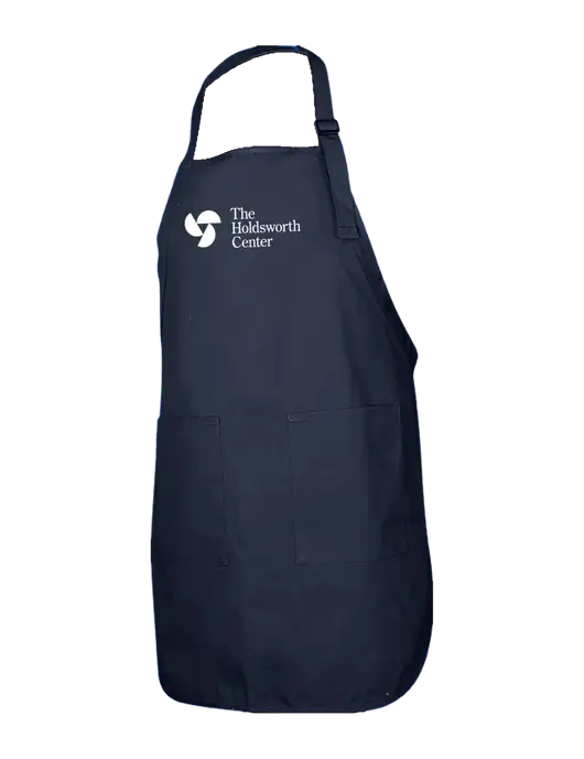 Full-Length Navy Apron With Pockets w/Holdsworth Center Logo