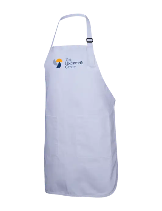 Full-Length White Apron With Pockets w/Holdsworth Center Logo