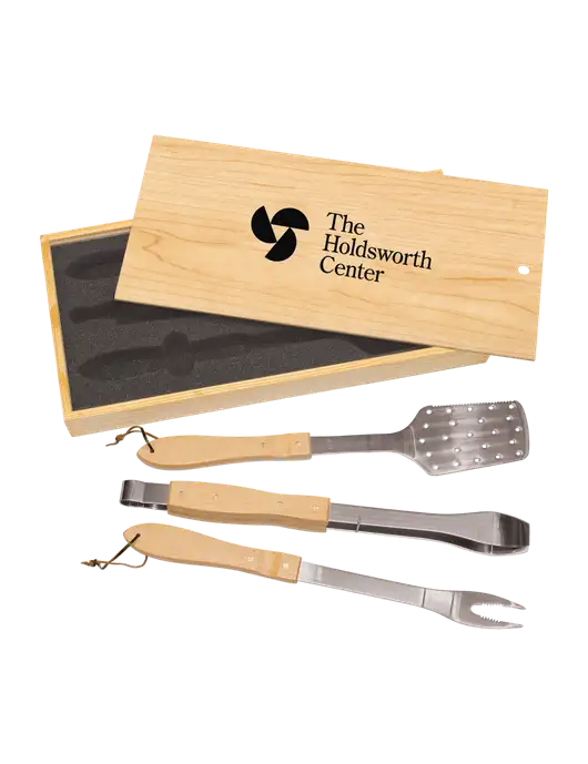 Wood BBQ Gift Set w/Holdsworth Center Logo