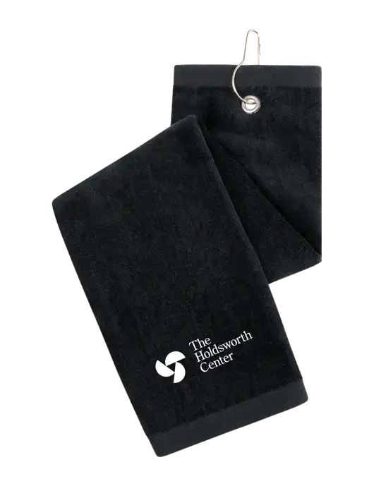 Black Tri-Fold Golf Towel with Grommet w/Holdsworth Center Logo