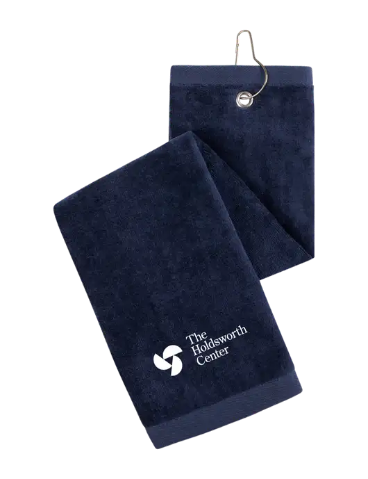 Navy Tri-Fold Golf Towel with Grommet w/Holdsworth Center Logo