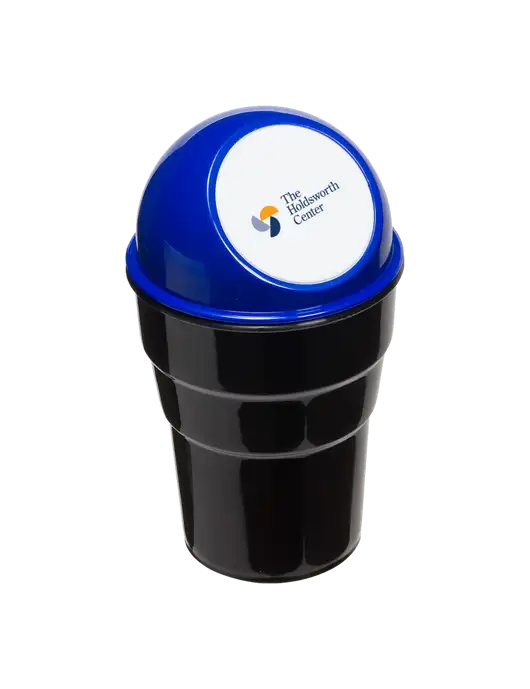 Blue Car Cup Holder Trash Can w/Holdsworth Center Logo