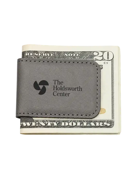 Gray Leatherette Money Clip w/Holdsworth Center Logo