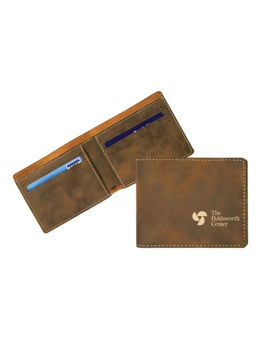 Rustic Leatherette Bifold Wallet w/Holdsworth Center Logo