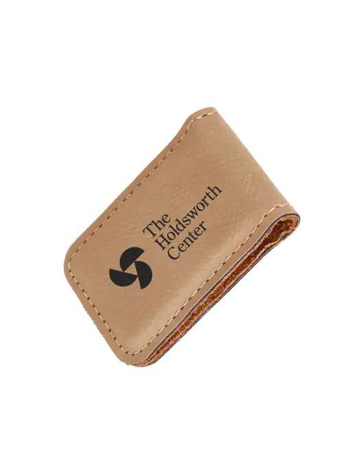 Tan Leatherette Money Clip w/Holdsworth Center Logo