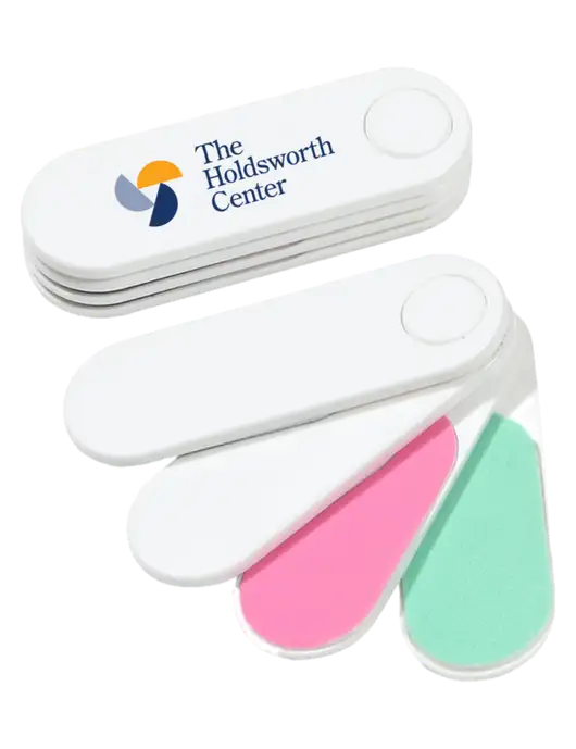 White Folding Nail Files & Buffer w/Holdsworth Center Logo