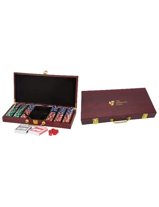 Rosewood Poker Set, 300 Chips w/Holdsworth Center Logo
