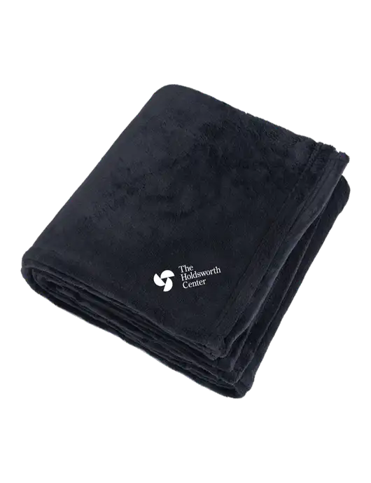 Oversized Deep Black Ultra Plush Blanket w/Holdsworth Center Logo