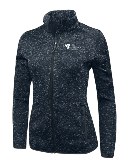 Navy Heather Womens Sweater Fleece Jacket w/Holdsworth Center Logo