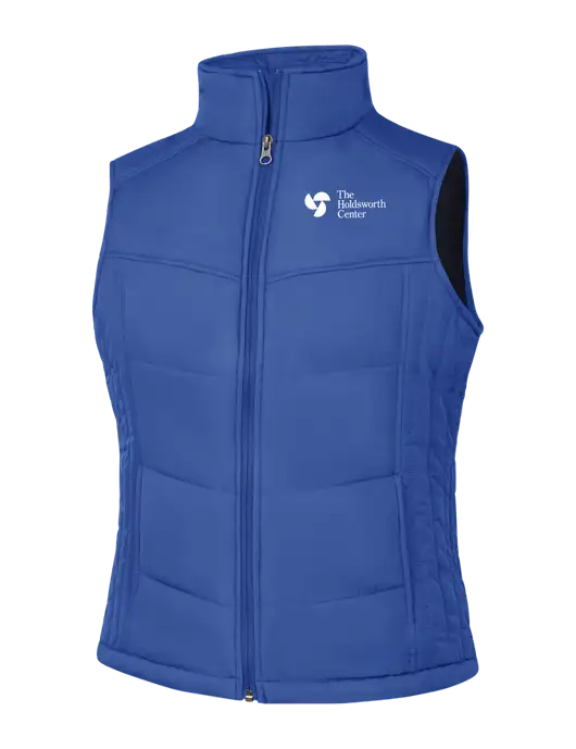 Womens Dark Royal Blue/Black Puffy Vest w/Holdsworth Center Logo