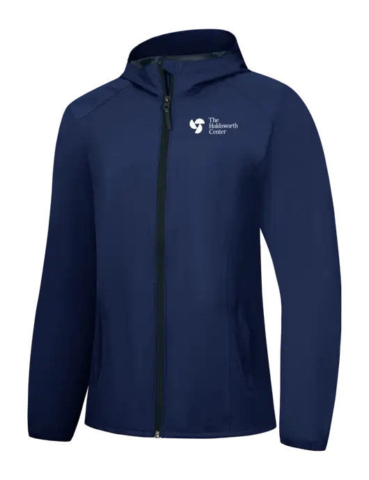 Womens Navy Essential Rain Jacket w/Holdsworth Center Logo