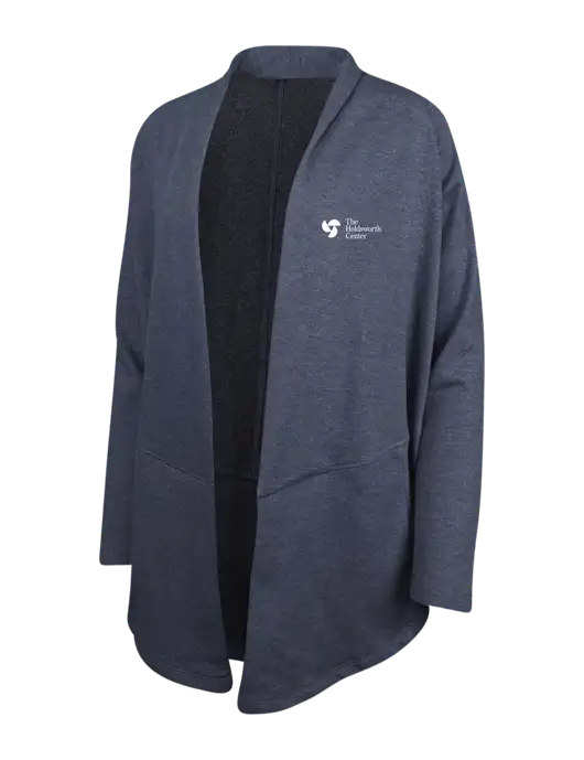 Estate Blue Heather/Charcoal Heather Womens Interlock Cardigan w/Holdsworth Center Logo