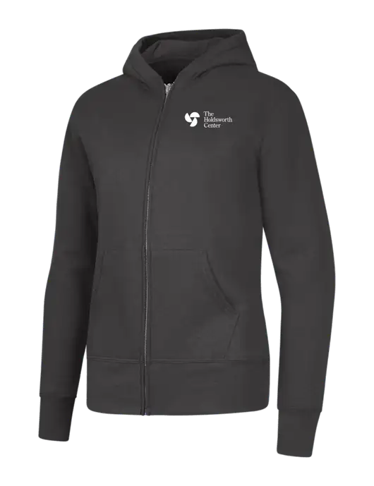 Charcoal Womens Core Fleece Full-Zip Hooded Sweatshirt w/Holdsworth Center Logo