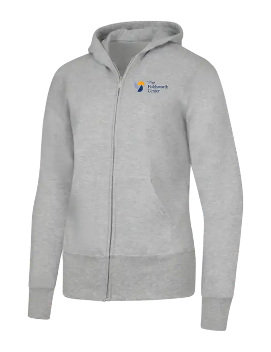 Grey Heather Womens Core Fleece Full-Zip Hooded Sweatshirt w/Holdsworth Center Logo