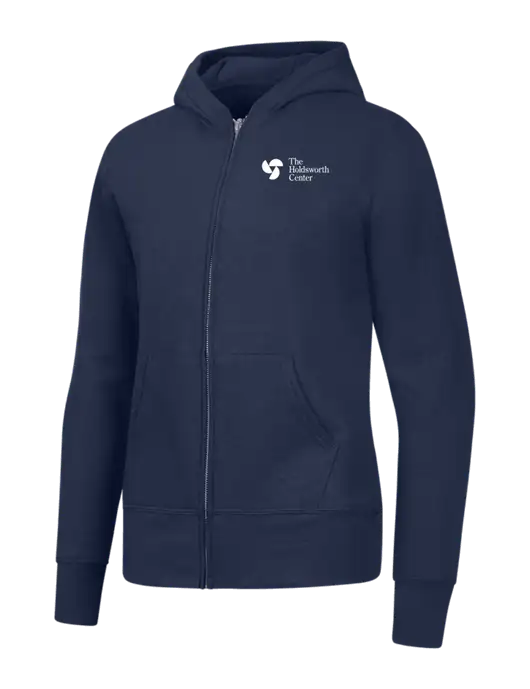 Navy Womens Core Fleece Full-Zip Hooded Sweatshirt w/Holdsworth Center Logo