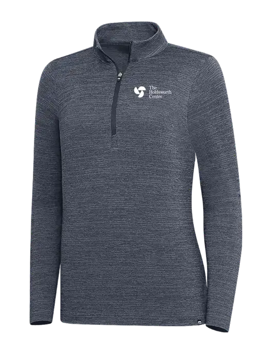 TravisMathew Navy Heather Womens Crestview 1/4 Zip w/Holdsworth Center Logo