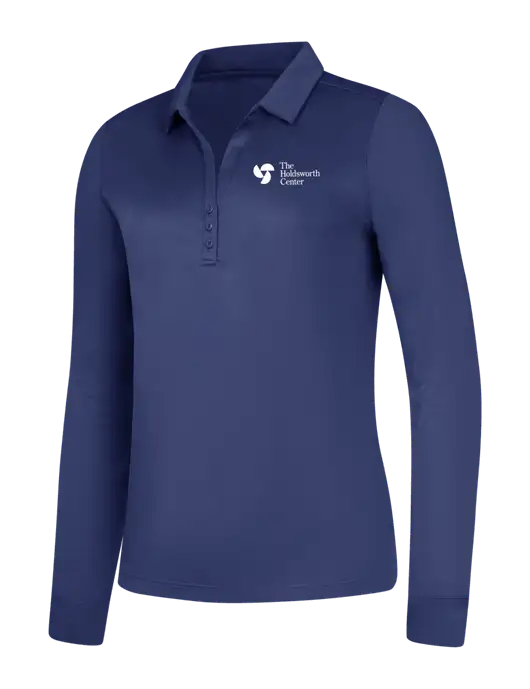 Womens Dark Royal Silk Touch Performance Long Sleeve Polo w/Holdsworth Center Logo