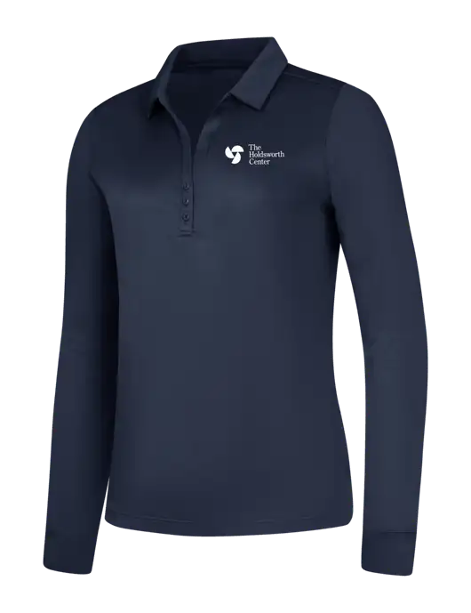 Womens Navy Silk Touch Performance Long Sleeve Polo w/Holdsworth Center Logo