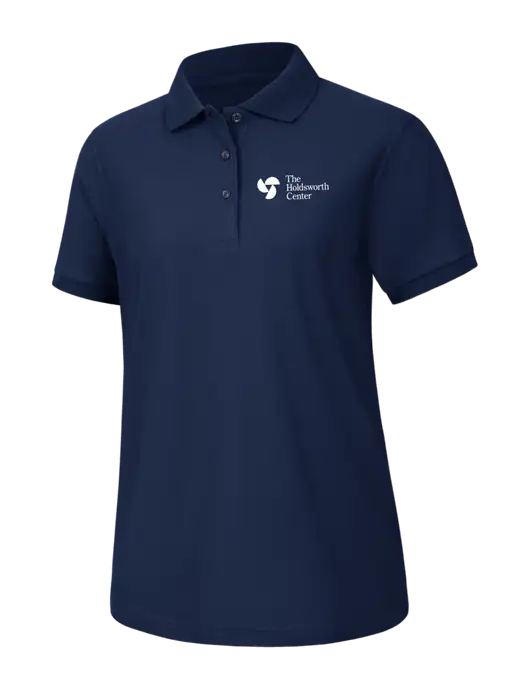 Womens Navy Silk Touch Polo w/Holdsworth Center Logo