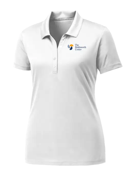 Womens White PosiCharge Competitor Polo w/Holdsworth Center Logo