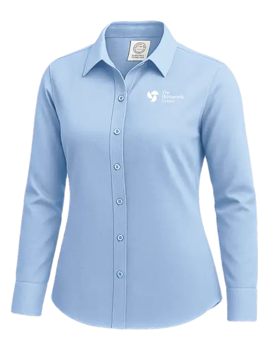 Brooks Brothers Womens Light Blue Wrinkle-Free Stretch Nailhead Shirt w/Holdsworth Center Logo