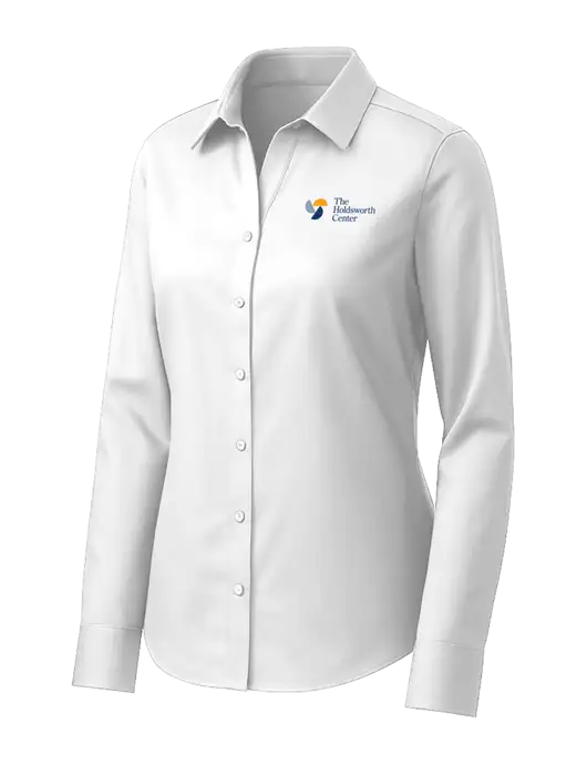 Brooks Brothers Womens White Wrinkle-Free Stretch Pinpoint Shirt w/Holdsworth Center Logo
