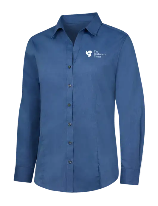 Light Navy Womens Crosshatch Easy Care Shirt w/Holdsworth Center Logo