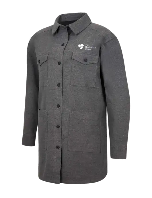 Mercer+Mettle Womens Medium Grey Heather Long Sleeve Twill Overshirt w/Holdsworth Center Logo