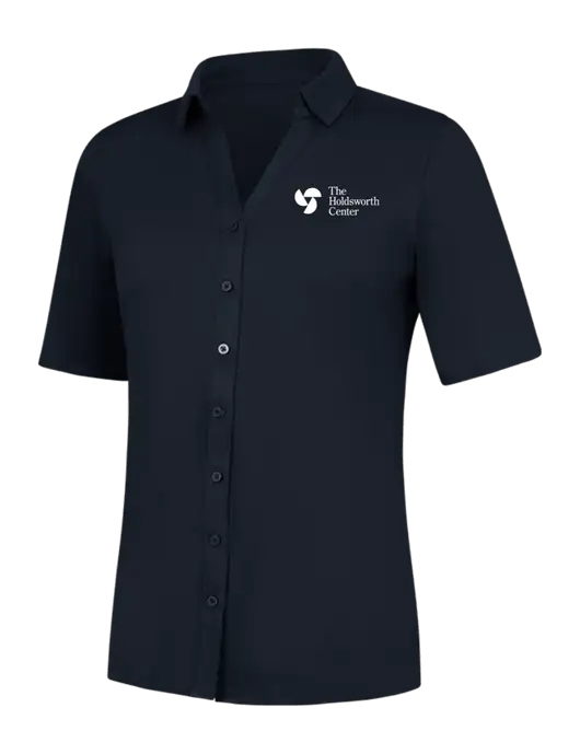 Womens Navy City Stretch Top w/Holdsworth Center Logo