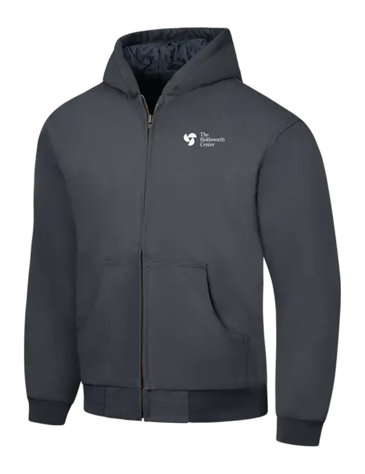 CornerStone Charcoal Duck Cloth Hooded Work Jacket w/Holdsworth Center Logo