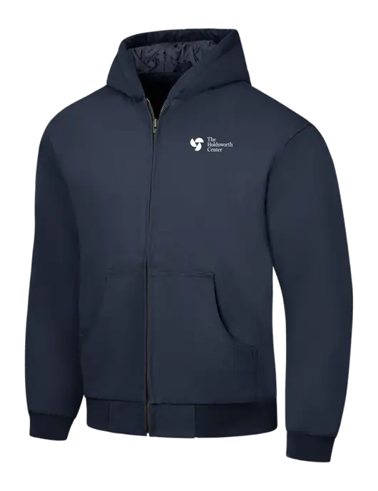 CornerStone Navy Duck Cloth Hooded Work Jacket w/Holdsworth Center Logo