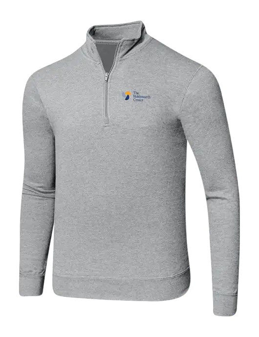 Light Heather Grey 8.5 oz Ring Spun 1/4 Zip Pullover Sweatshirt w/Holdsworth Center Logo