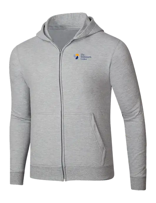 Light Grey Heather 8.5 oz Ring Spun Zip Hooded Sweatshirt w/Holdsworth Center Logo