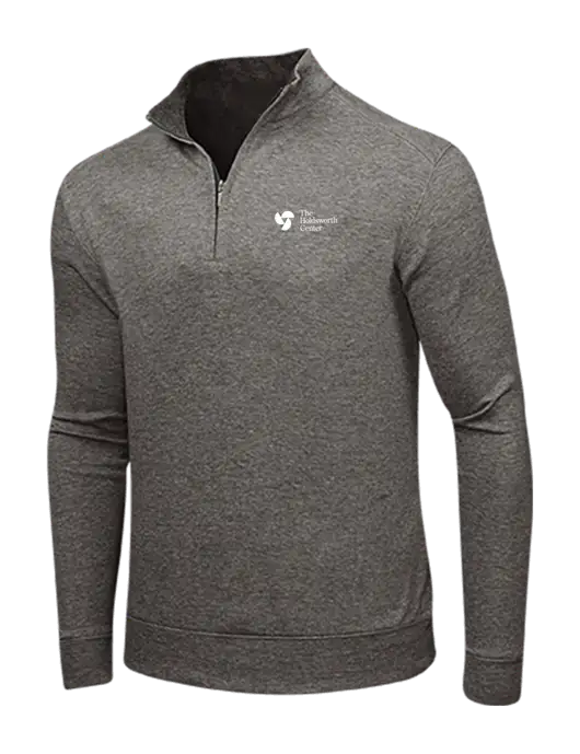 Charcoal Heather/Medium Heather Grey Interlock 1/4 Zip w/Holdsworth Center Logo