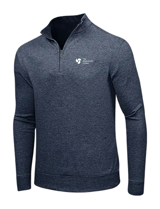 Estate Blue Heather/Charcoal Heather Interlock 1/4 Zip w/Holdsworth Center Logo