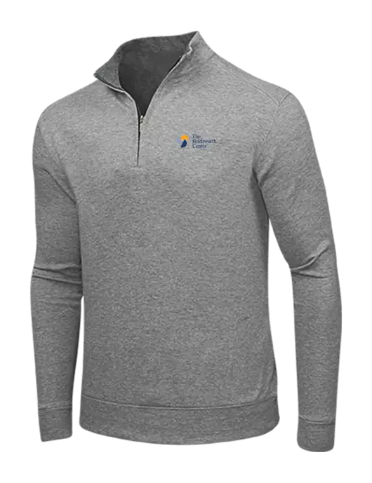 Medium Heather Grey/Charcoal Heather Interlock 1/4 Zip w/Holdsworth Center Logo