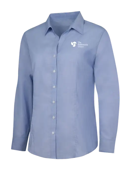 Light Slate Blue Womens Crosshatch Easy Care Shirt w/Holdsworth Center Logo