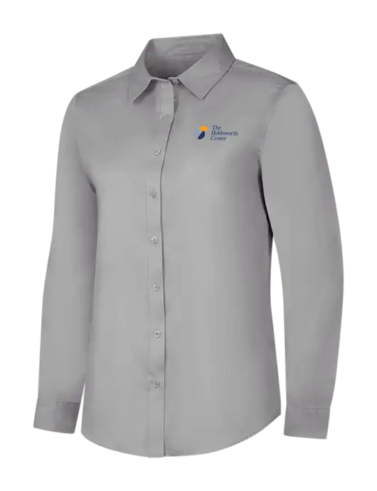 Light Grey Womens Long Sleeve Superpro React Twill Shirt w/Holdsworth Center Logo