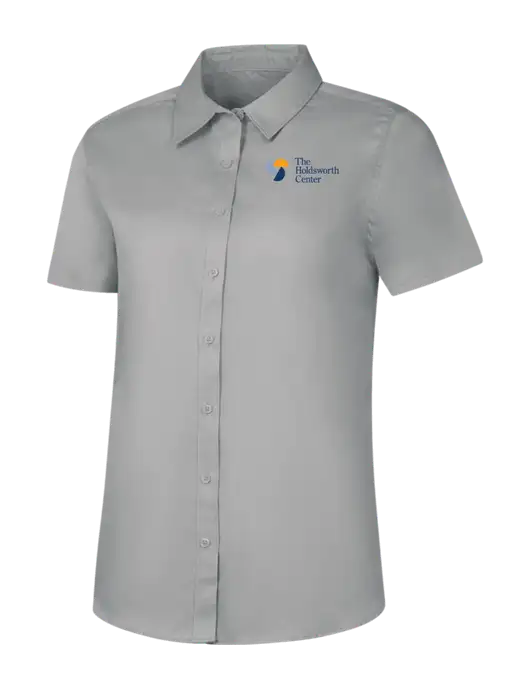 Womens Light Grey Short Sleeve Superpro React Twill Shirt w/Holdsworth Center Logo