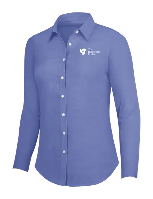 Navy Womens SuperPro Oxford Shirt w/Holdsworth Center Logo